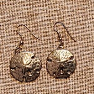 #gold #mermaid #Beachy #costal grandma #California sand dollar earrings